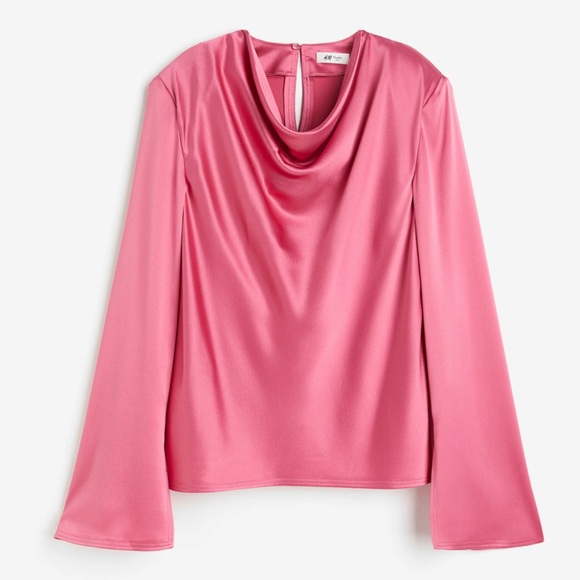 H&M studio DRAPED SILK BLOUSE size S - Picture 1 of 5